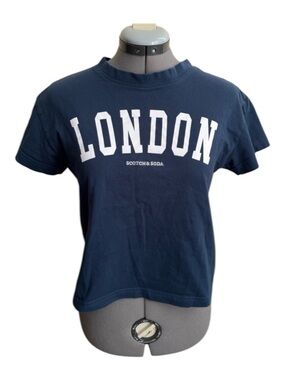 Scotch & Soda London Graphic baby Tee Navy Cropped T-Shirt Casual Minimalist